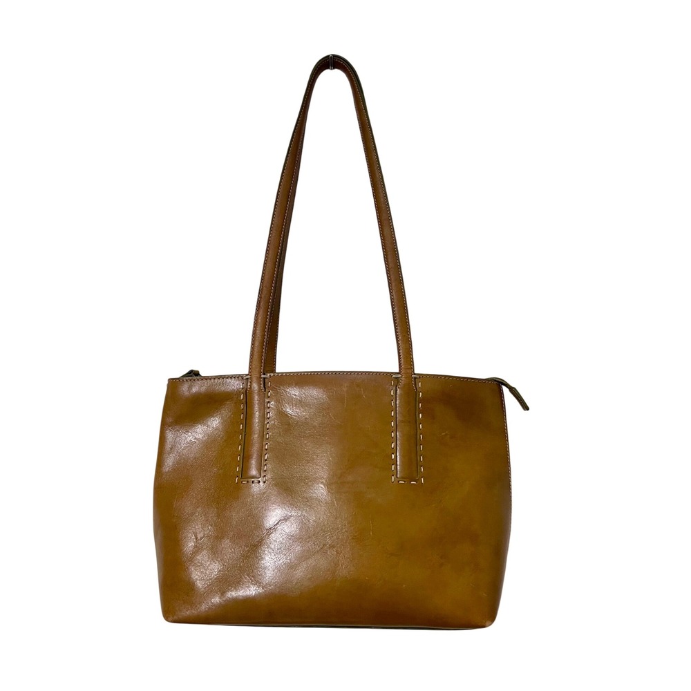 VTG Fossil Leather Shoulder Bag Brown Classic Everyday Tote Purse‎